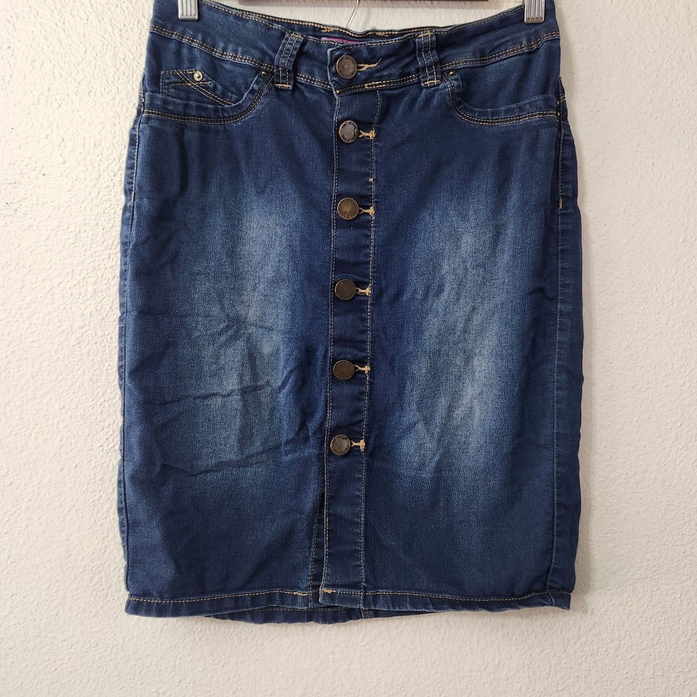 Y2K YMI Button front denim pencil skirt juniors size 5‎